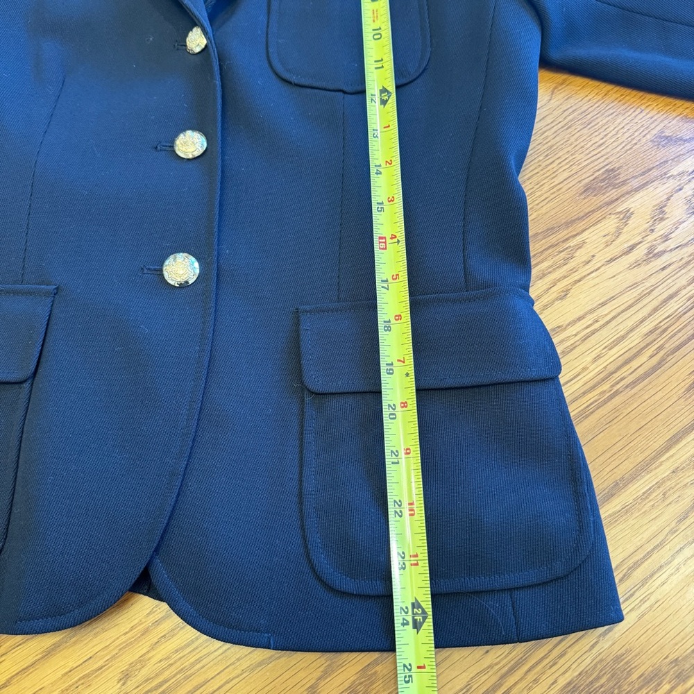 Lauren Ralph Lauren Wool Gold Button Blazer Jacket Black Size 6 See Pic For Flaw - Picture 7 of 8